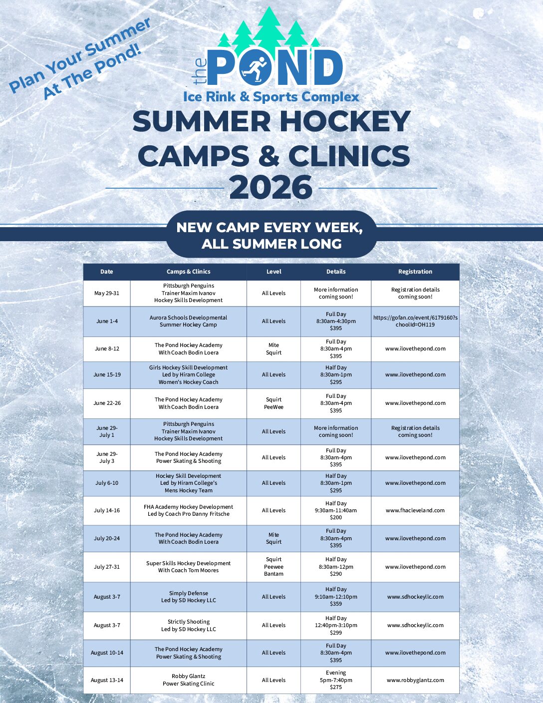 2026 Summer Hockey Development Camps & Clinics